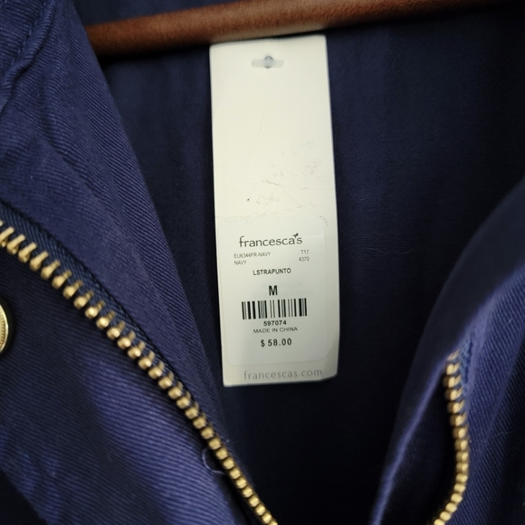 Francesca Miami Full Zip Utility Jacket, Women's, Navy Blue, Size Medium - Picture 4 of 5
